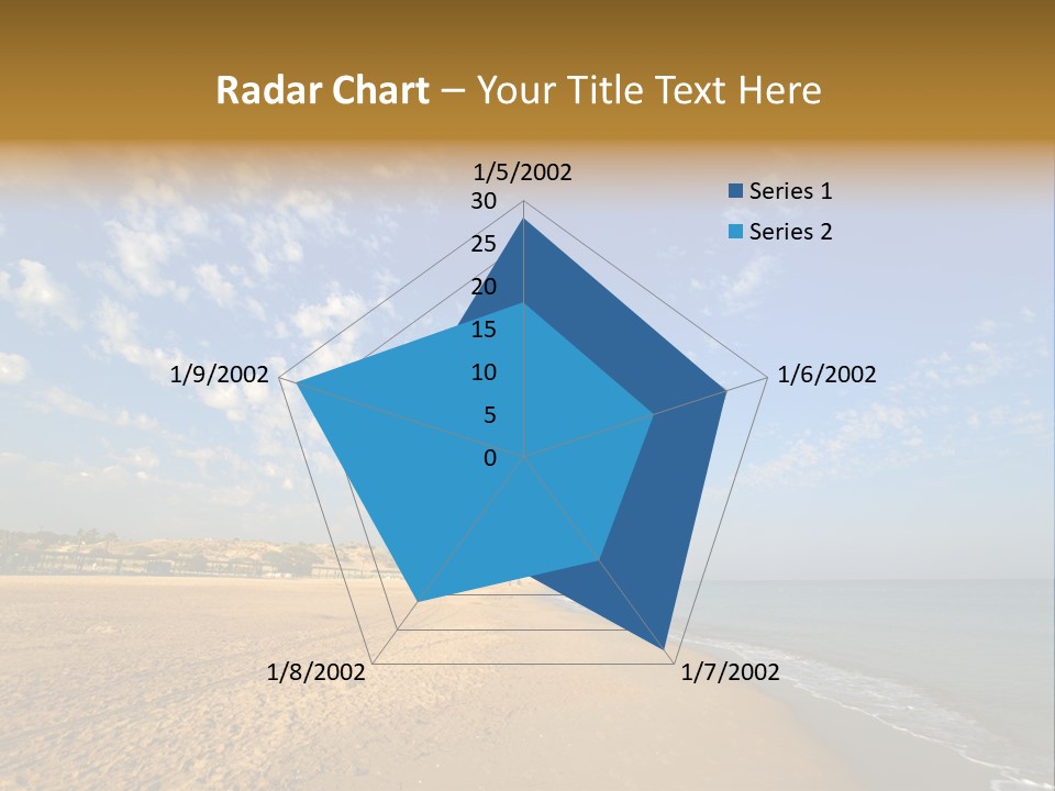 A Sandy Beach With Blue Sky And Clouds PowerPoint Template