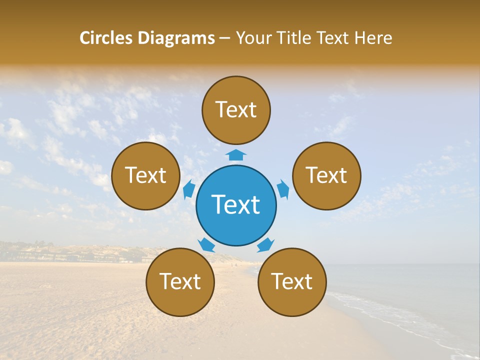 A Sandy Beach With Blue Sky And Clouds PowerPoint Template