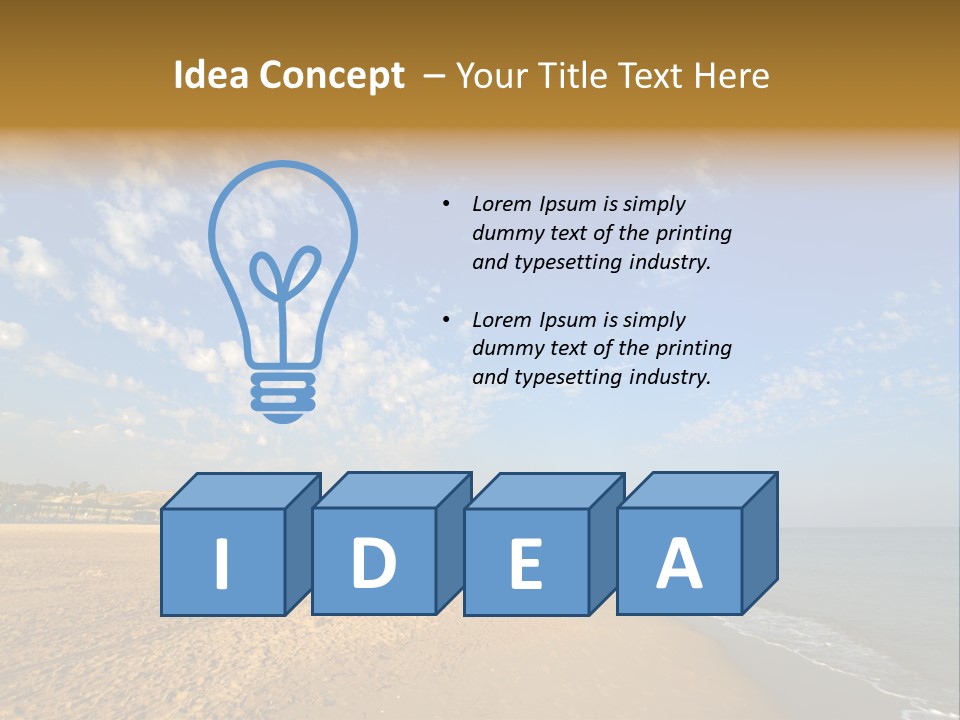 A Sandy Beach With Blue Sky And Clouds PowerPoint Template