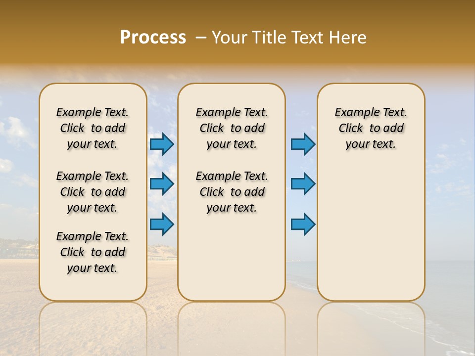 A Sandy Beach With Blue Sky And Clouds PowerPoint Template