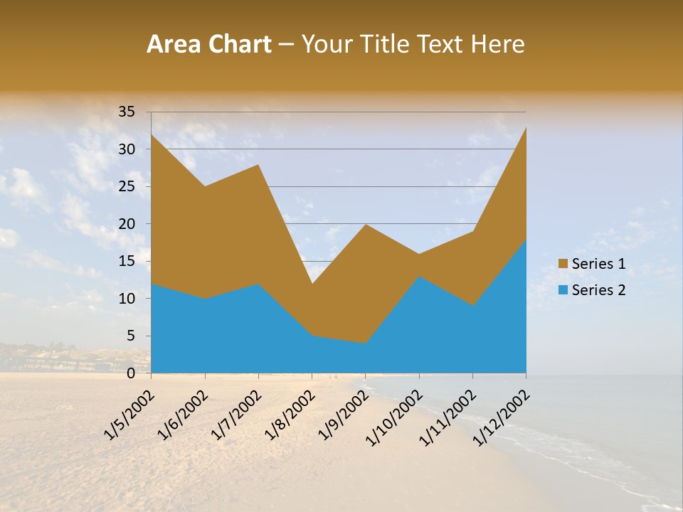 A Sandy Beach With Blue Sky And Clouds PowerPoint Template