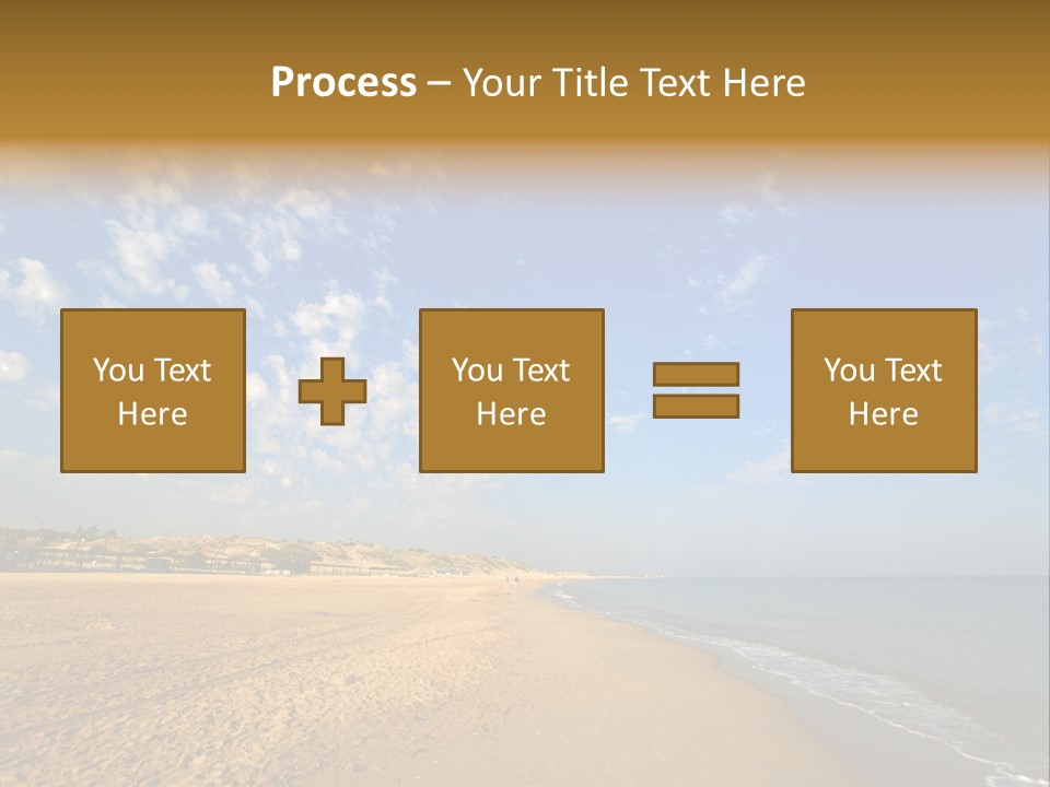 A Sandy Beach With Blue Sky And Clouds PowerPoint Template