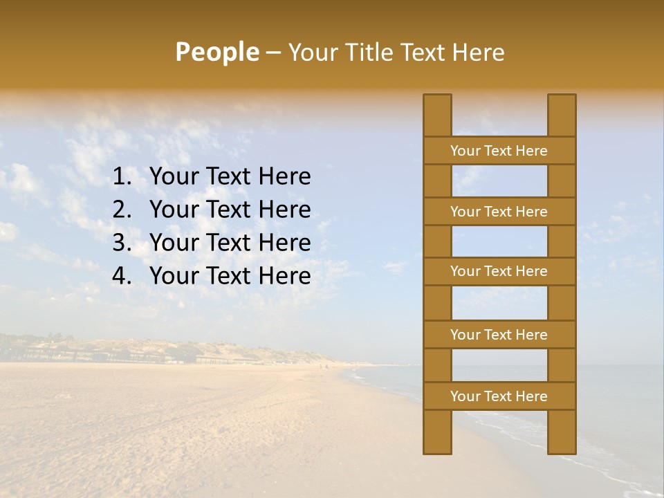 A Sandy Beach With Blue Sky And Clouds PowerPoint Template