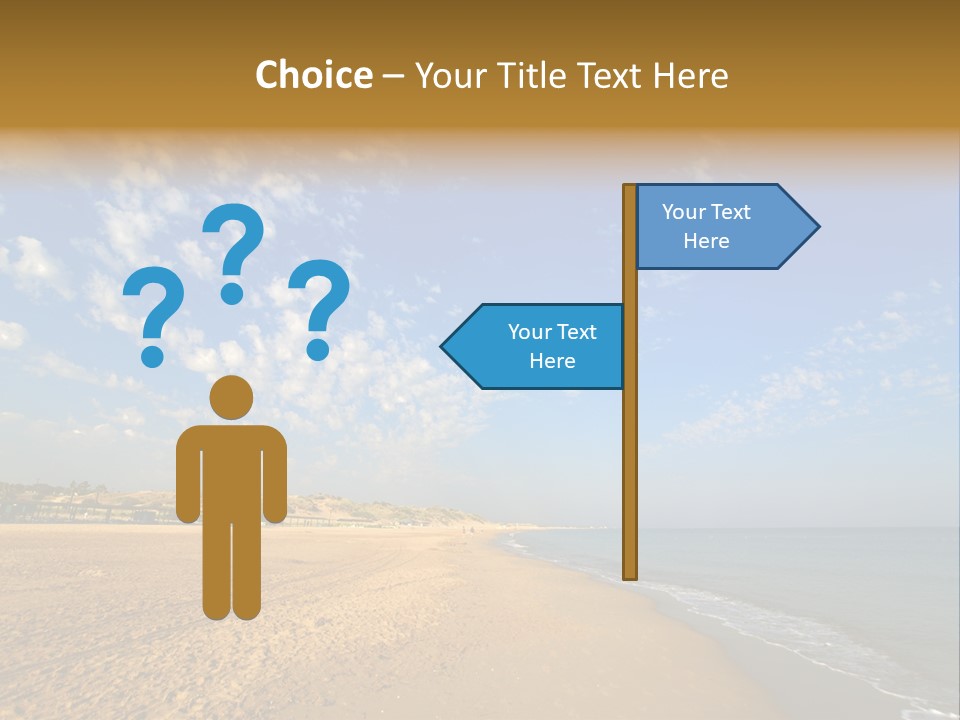 A Sandy Beach With Blue Sky And Clouds PowerPoint Template