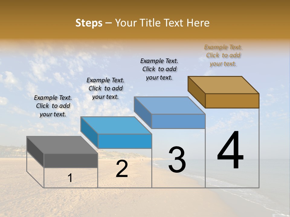 A Sandy Beach With Blue Sky And Clouds PowerPoint Template