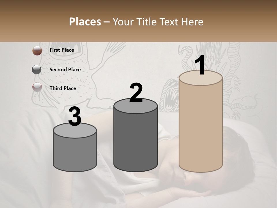 A Young Boy Sleeping On A Bed With A Monster Drawn On The Wall Behind Him PowerPoint Template