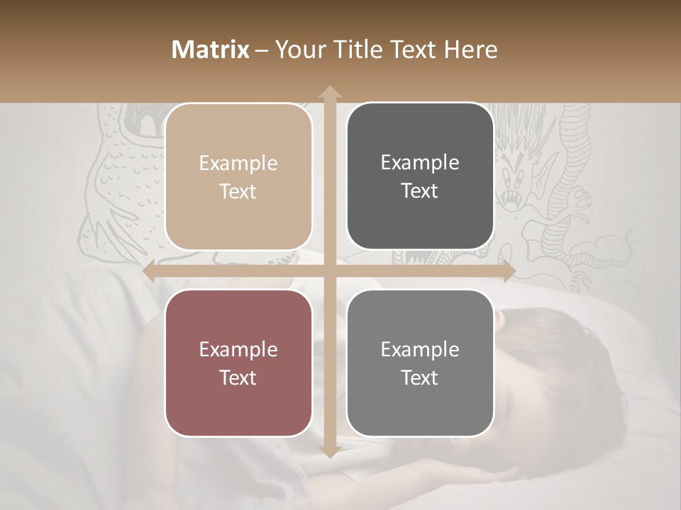 A Young Boy Sleeping On A Bed With A Monster Drawn On The Wall Behind Him PowerPoint Template