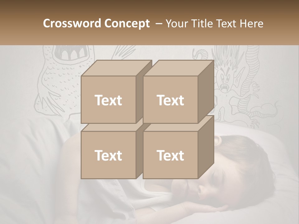 A Young Boy Sleeping On A Bed With A Monster Drawn On The Wall Behind Him PowerPoint Template