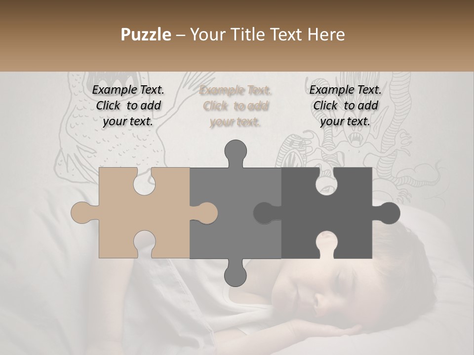 A Young Boy Sleeping On A Bed With A Monster Drawn On The Wall Behind Him PowerPoint Template