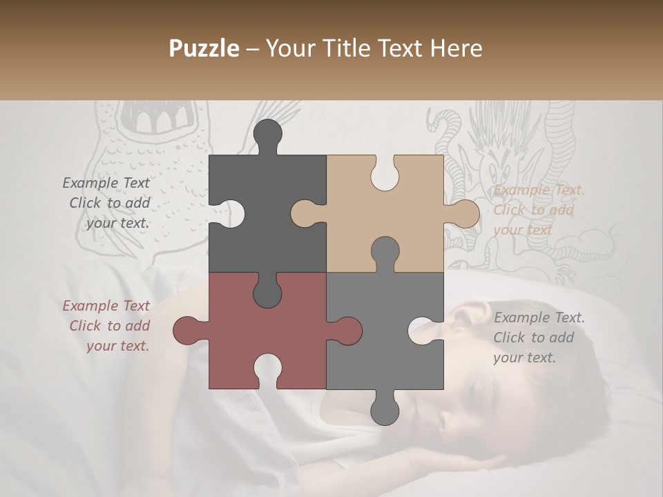 A Young Boy Sleeping On A Bed With A Monster Drawn On The Wall Behind Him PowerPoint Template