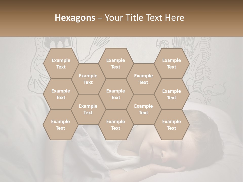 A Young Boy Sleeping On A Bed With A Monster Drawn On The Wall Behind Him PowerPoint Template