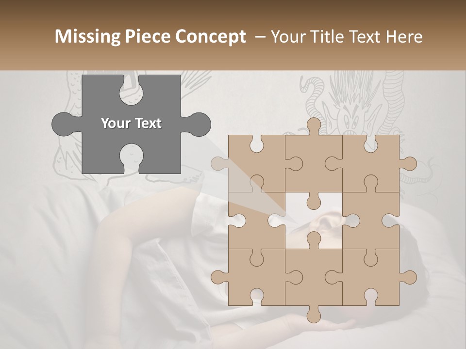 A Young Boy Sleeping On A Bed With A Monster Drawn On The Wall Behind Him PowerPoint Template