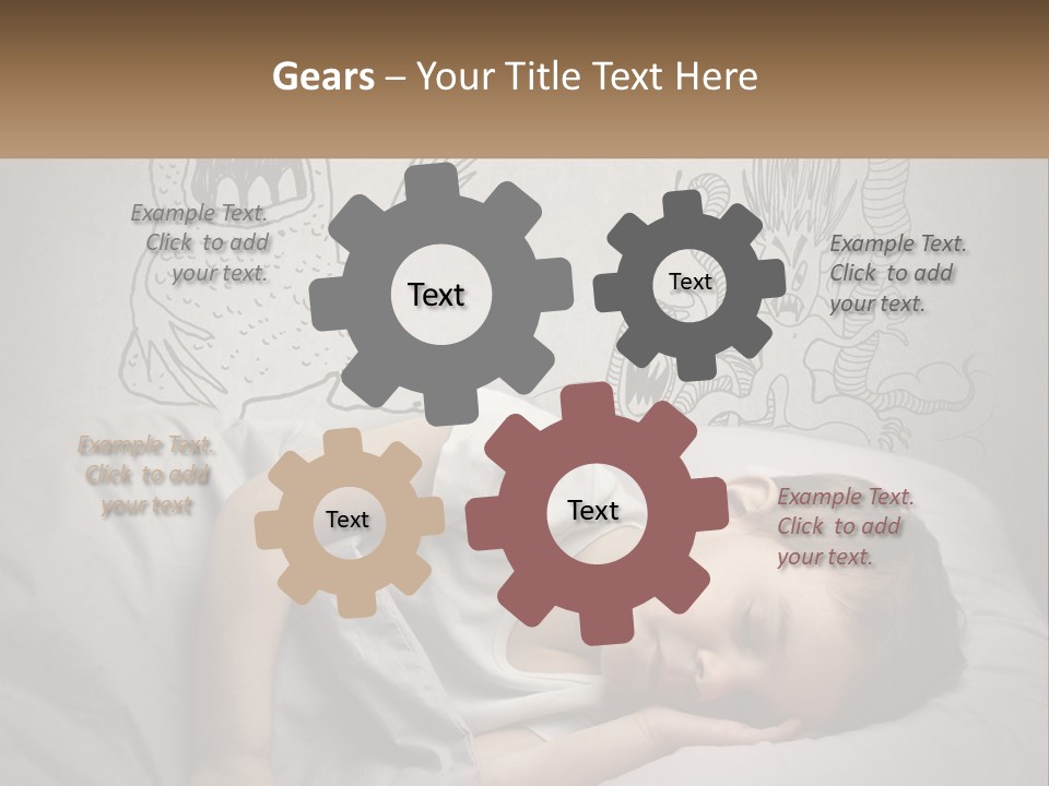 A Young Boy Sleeping On A Bed With A Monster Drawn On The Wall Behind Him PowerPoint Template