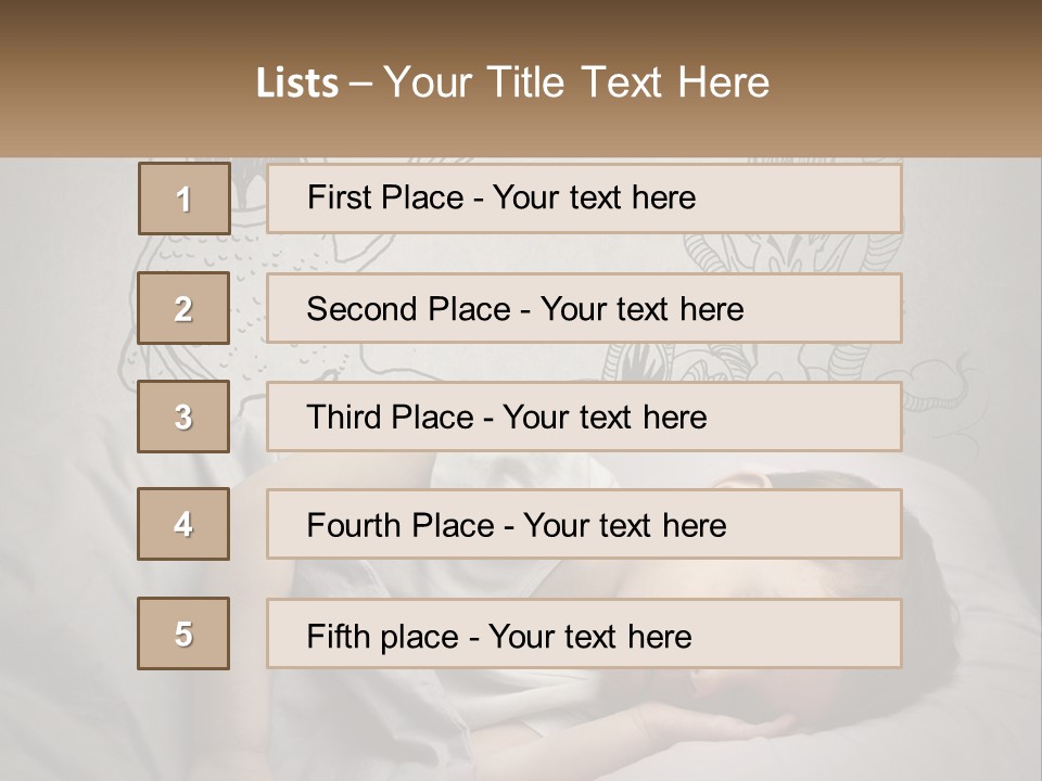 A Young Boy Sleeping On A Bed With A Monster Drawn On The Wall Behind Him PowerPoint Template