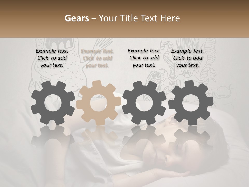 A Young Boy Sleeping On A Bed With A Monster Drawn On The Wall Behind Him PowerPoint Template