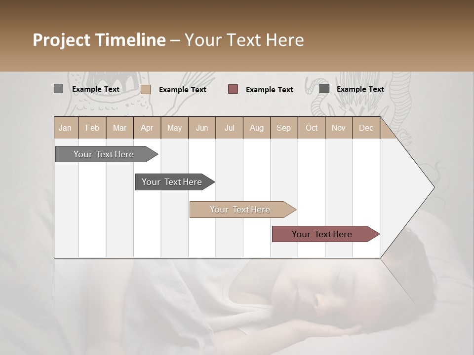 A Young Boy Sleeping On A Bed With A Monster Drawn On The Wall Behind Him PowerPoint Template