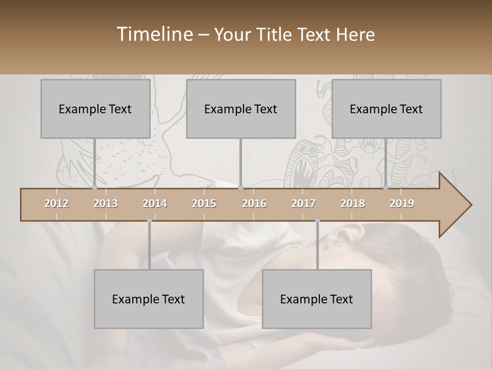 A Young Boy Sleeping On A Bed With A Monster Drawn On The Wall Behind Him PowerPoint Template