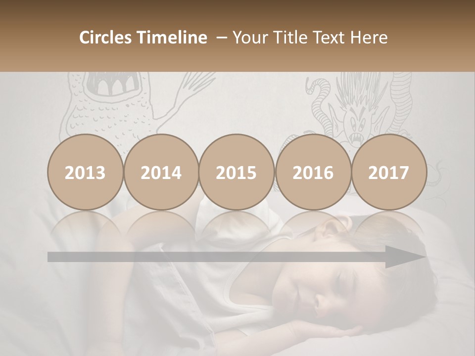 A Young Boy Sleeping On A Bed With A Monster Drawn On The Wall Behind Him PowerPoint Template