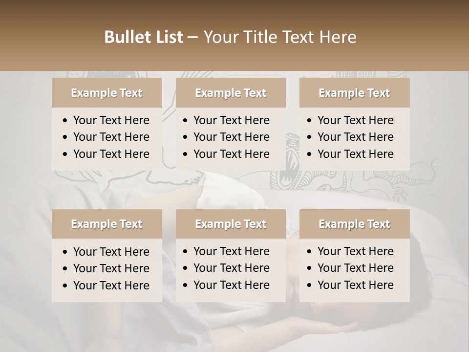 A Young Boy Sleeping On A Bed With A Monster Drawn On The Wall Behind Him PowerPoint Template