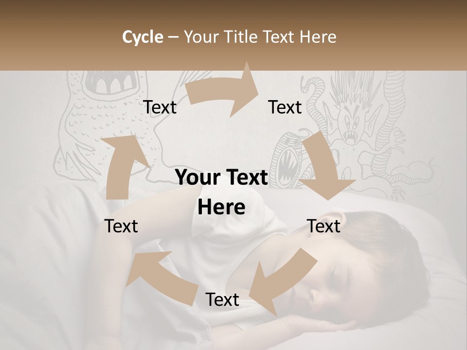 A Young Boy Sleeping On A Bed With A Monster Drawn On The Wall Behind Him PowerPoint Template