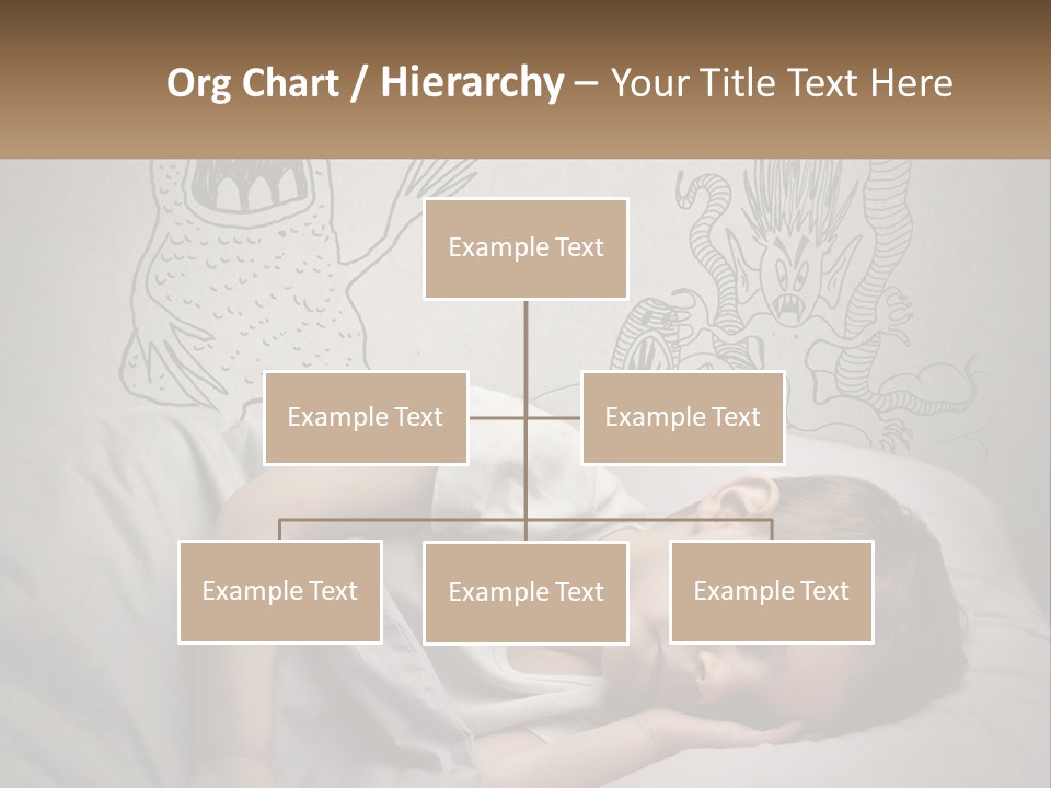A Young Boy Sleeping On A Bed With A Monster Drawn On The Wall Behind Him PowerPoint Template