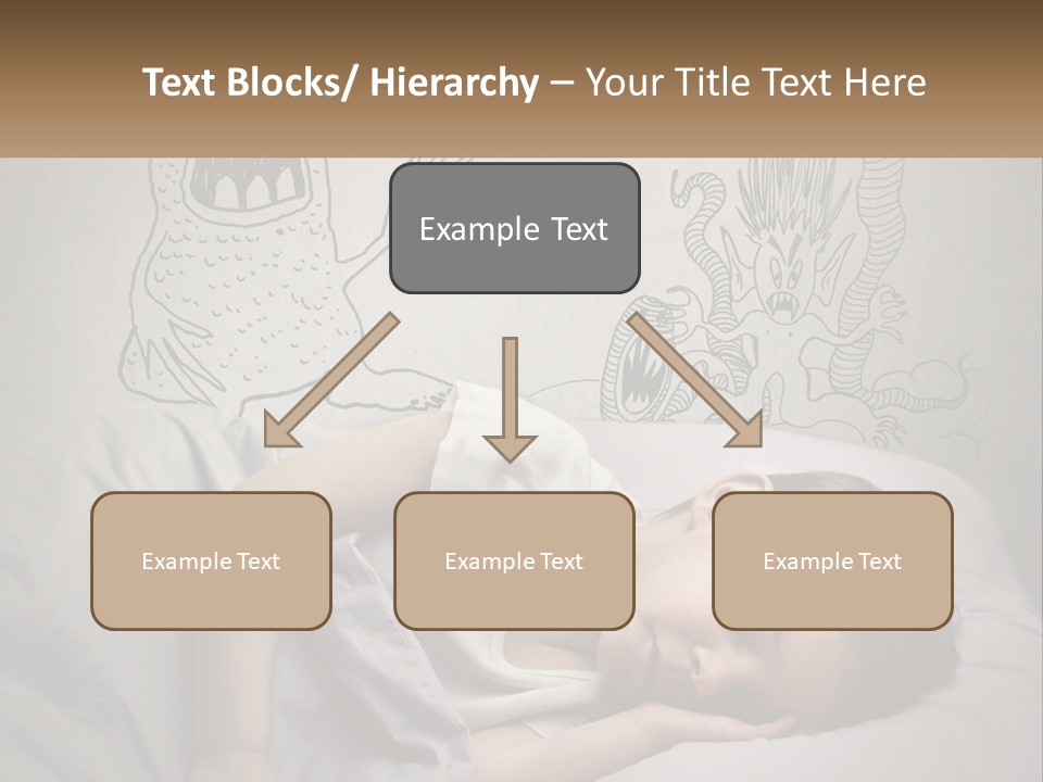 A Young Boy Sleeping On A Bed With A Monster Drawn On The Wall Behind Him PowerPoint Template