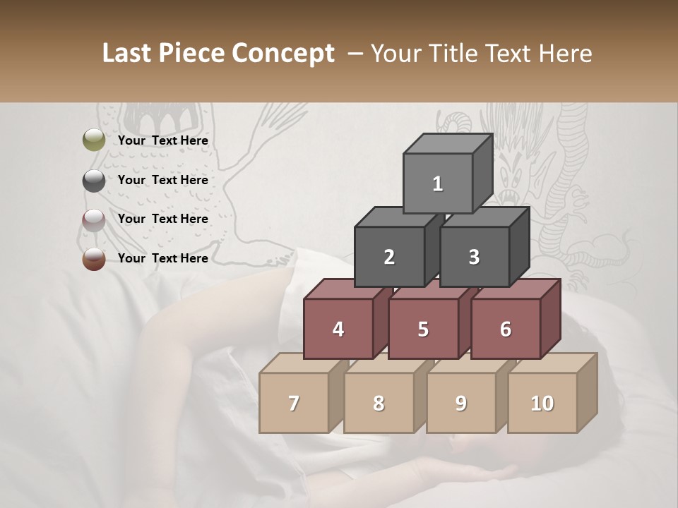 A Young Boy Sleeping On A Bed With A Monster Drawn On The Wall Behind Him PowerPoint Template