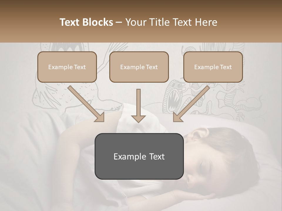 A Young Boy Sleeping On A Bed With A Monster Drawn On The Wall Behind Him PowerPoint Template