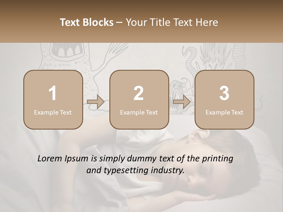 A Young Boy Sleeping On A Bed With A Monster Drawn On The Wall Behind Him PowerPoint Template