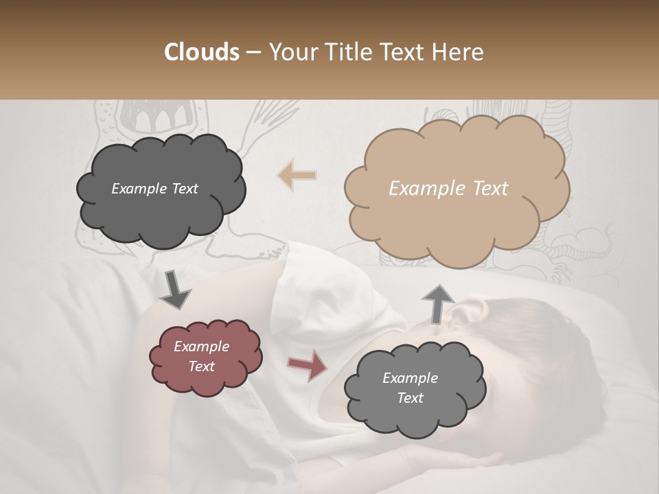 A Young Boy Sleeping On A Bed With A Monster Drawn On The Wall Behind Him PowerPoint Template