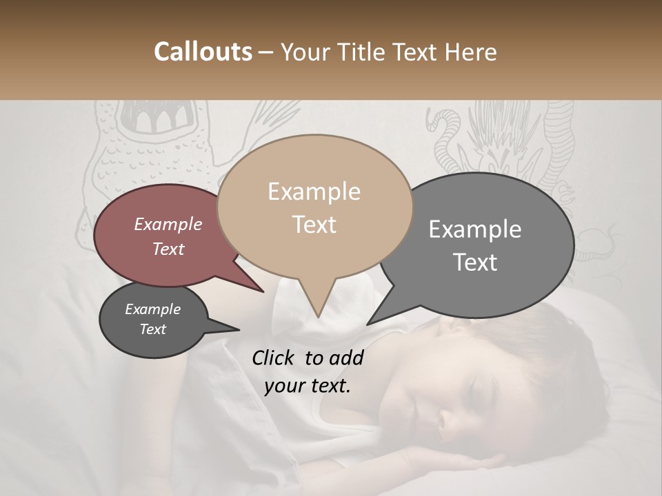 A Young Boy Sleeping On A Bed With A Monster Drawn On The Wall Behind Him PowerPoint Template