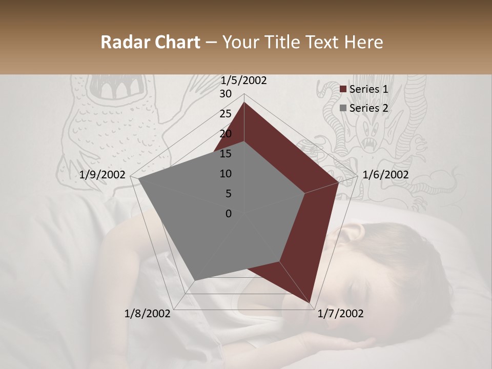 A Young Boy Sleeping On A Bed With A Monster Drawn On The Wall Behind Him PowerPoint Template