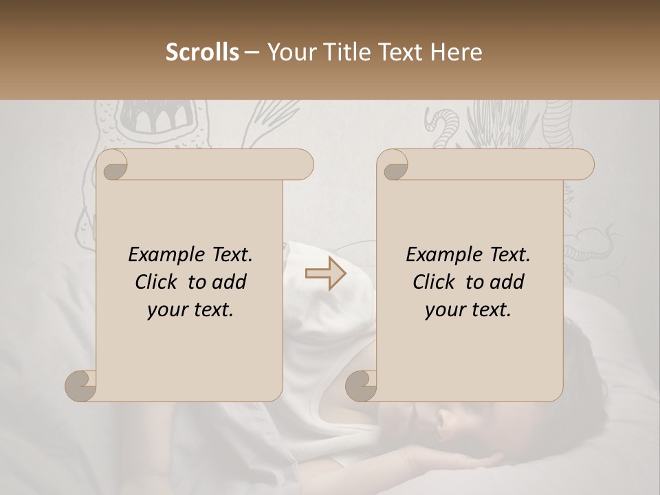 A Young Boy Sleeping On A Bed With A Monster Drawn On The Wall Behind Him PowerPoint Template