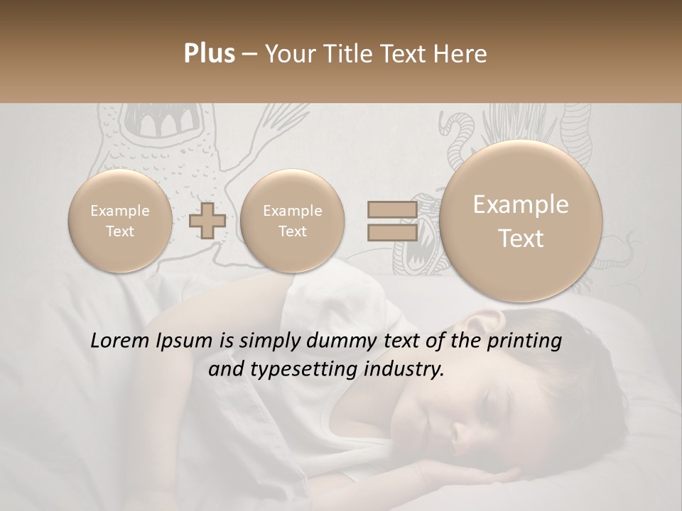 A Young Boy Sleeping On A Bed With A Monster Drawn On The Wall Behind Him PowerPoint Template