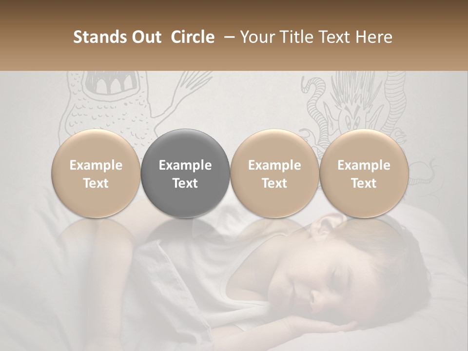 A Young Boy Sleeping On A Bed With A Monster Drawn On The Wall Behind Him PowerPoint Template