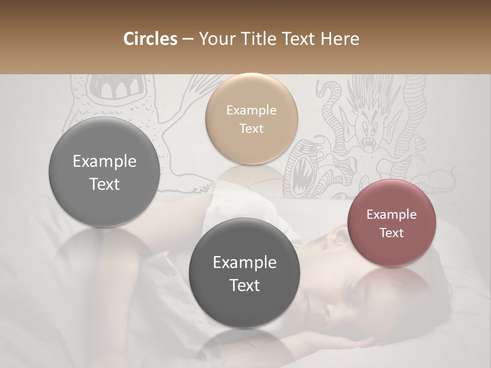 A Young Boy Sleeping On A Bed With A Monster Drawn On The Wall Behind Him PowerPoint Template