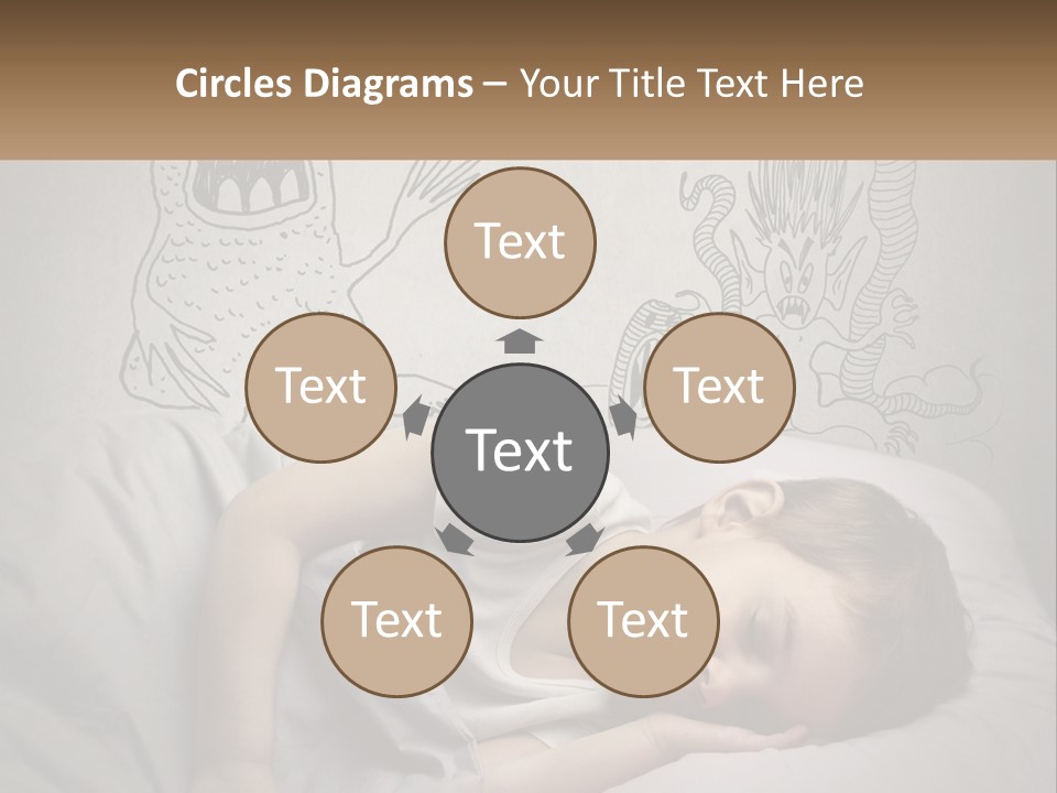 A Young Boy Sleeping On A Bed With A Monster Drawn On The Wall Behind Him PowerPoint Template