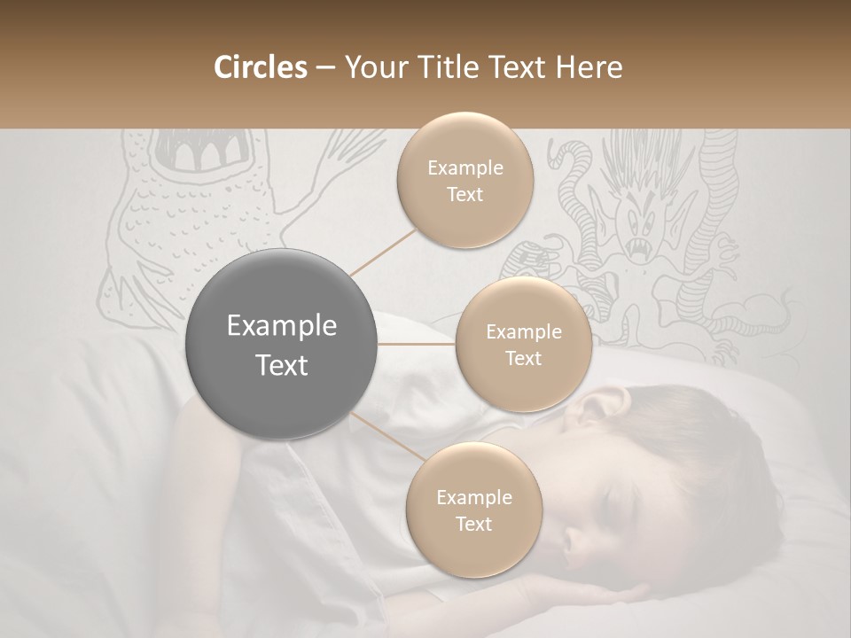 A Young Boy Sleeping On A Bed With A Monster Drawn On The Wall Behind Him PowerPoint Template