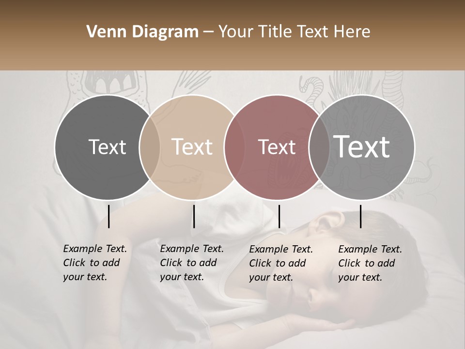 A Young Boy Sleeping On A Bed With A Monster Drawn On The Wall Behind Him PowerPoint Template