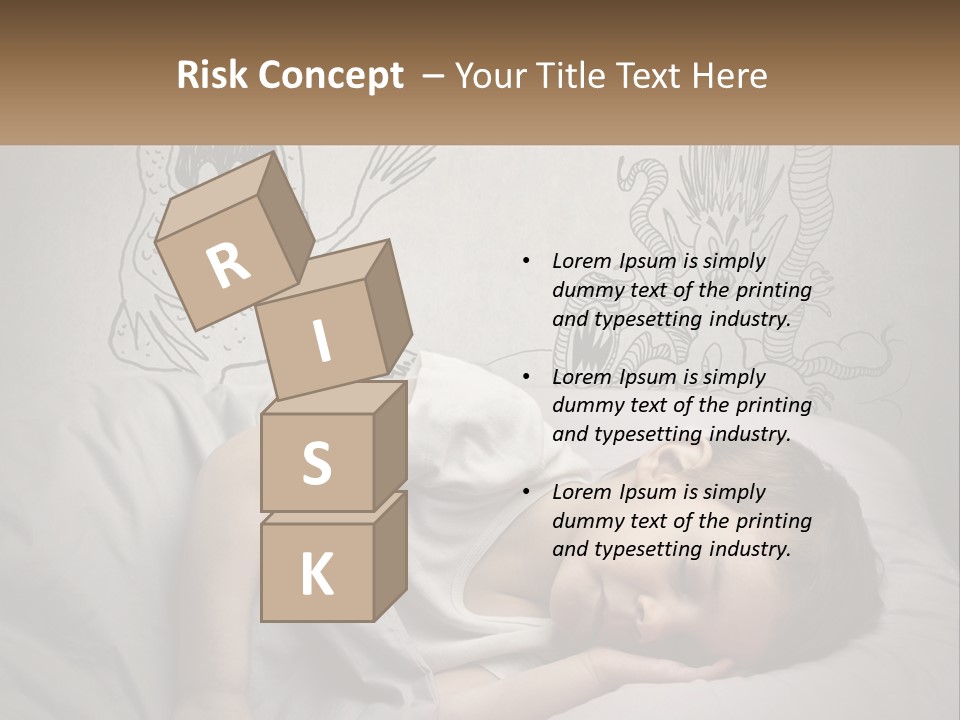 A Young Boy Sleeping On A Bed With A Monster Drawn On The Wall Behind Him PowerPoint Template