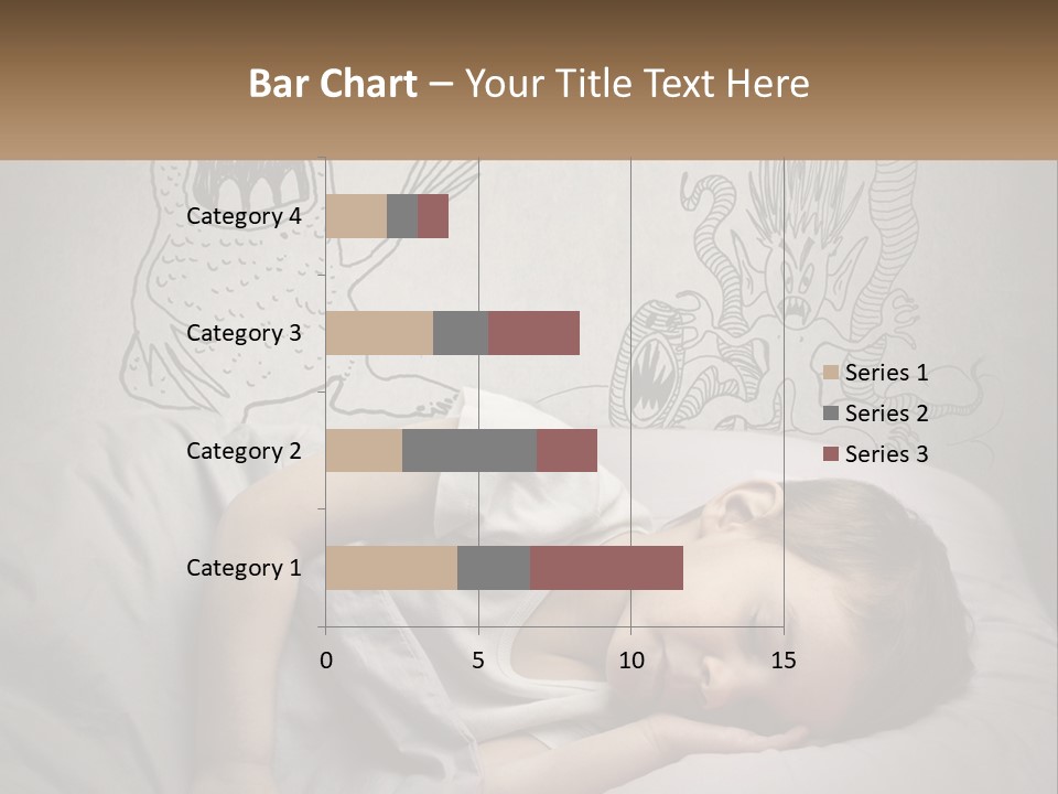 A Young Boy Sleeping On A Bed With A Monster Drawn On The Wall Behind Him PowerPoint Template