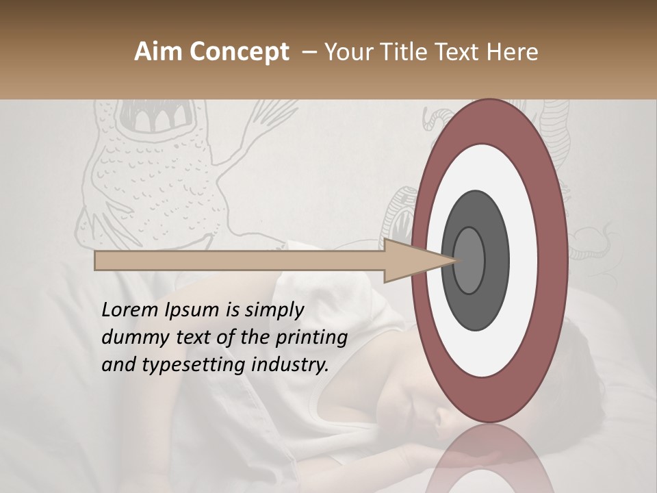 A Young Boy Sleeping On A Bed With A Monster Drawn On The Wall Behind Him PowerPoint Template