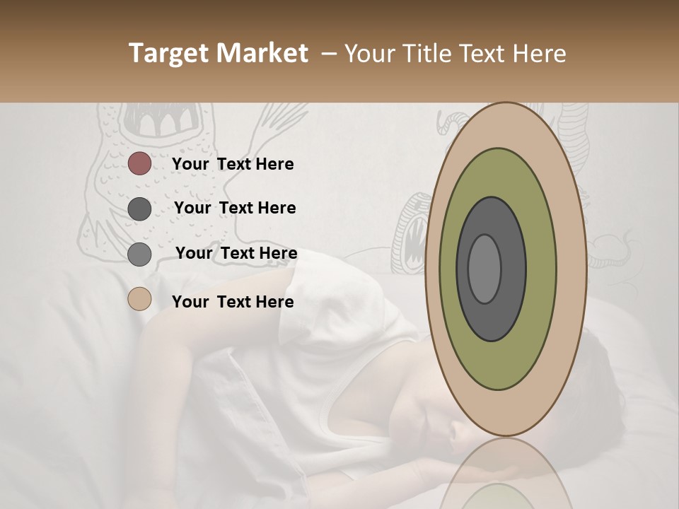 A Young Boy Sleeping On A Bed With A Monster Drawn On The Wall Behind Him PowerPoint Template