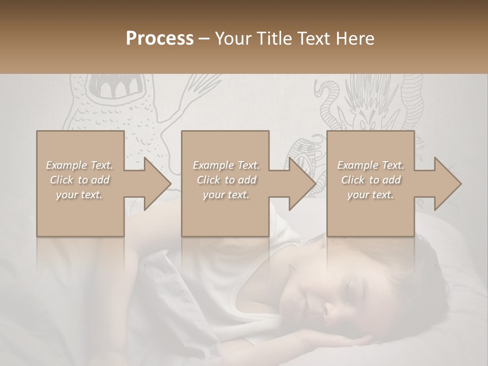 A Young Boy Sleeping On A Bed With A Monster Drawn On The Wall Behind Him PowerPoint Template