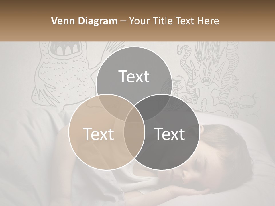 A Young Boy Sleeping On A Bed With A Monster Drawn On The Wall Behind Him PowerPoint Template