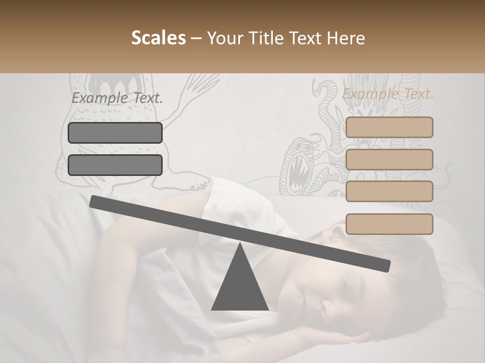 A Young Boy Sleeping On A Bed With A Monster Drawn On The Wall Behind Him PowerPoint Template