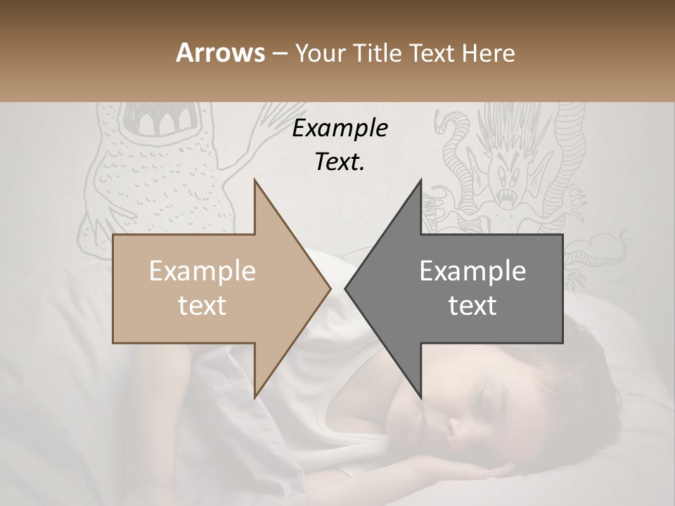 A Young Boy Sleeping On A Bed With A Monster Drawn On The Wall Behind Him PowerPoint Template