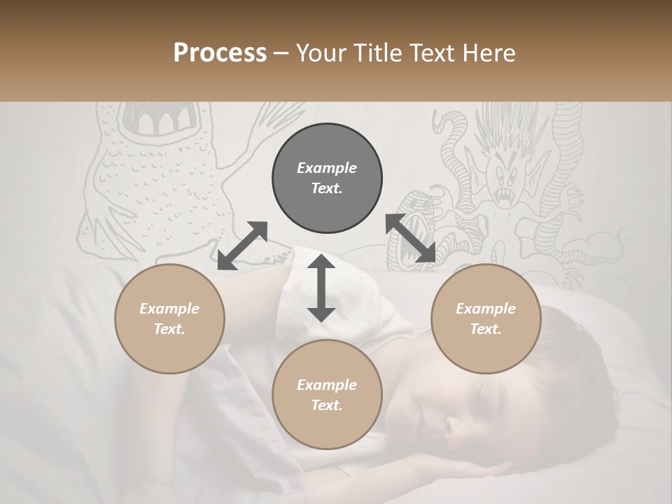A Young Boy Sleeping On A Bed With A Monster Drawn On The Wall Behind Him PowerPoint Template