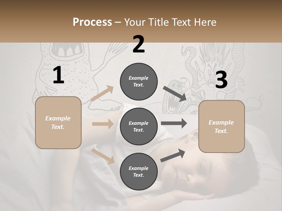 A Young Boy Sleeping On A Bed With A Monster Drawn On The Wall Behind Him PowerPoint Template