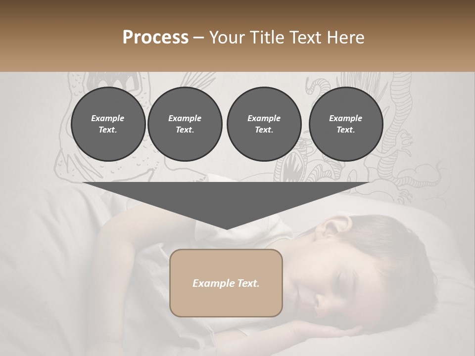 A Young Boy Sleeping On A Bed With A Monster Drawn On The Wall Behind Him PowerPoint Template